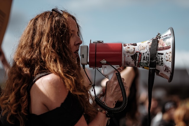lady with megaphone